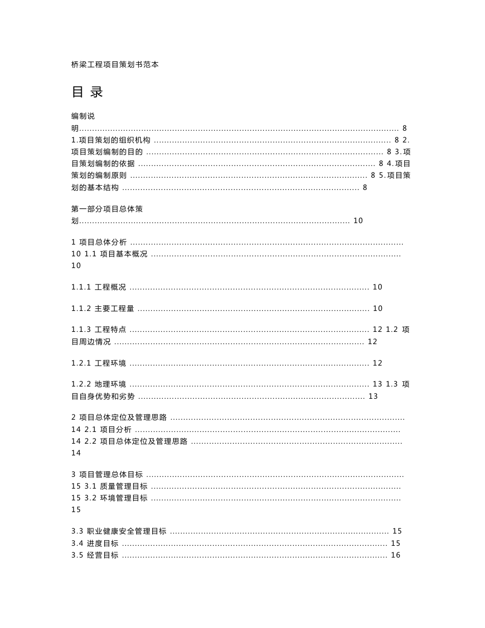 桥梁工程项目策划书范本_第1页