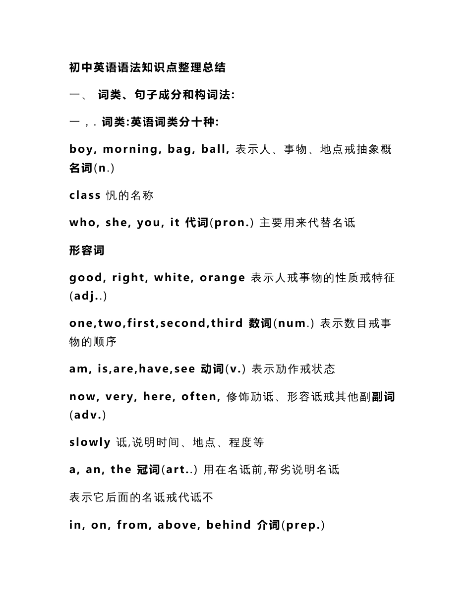 初中英语语法知识点整理总结_第1页