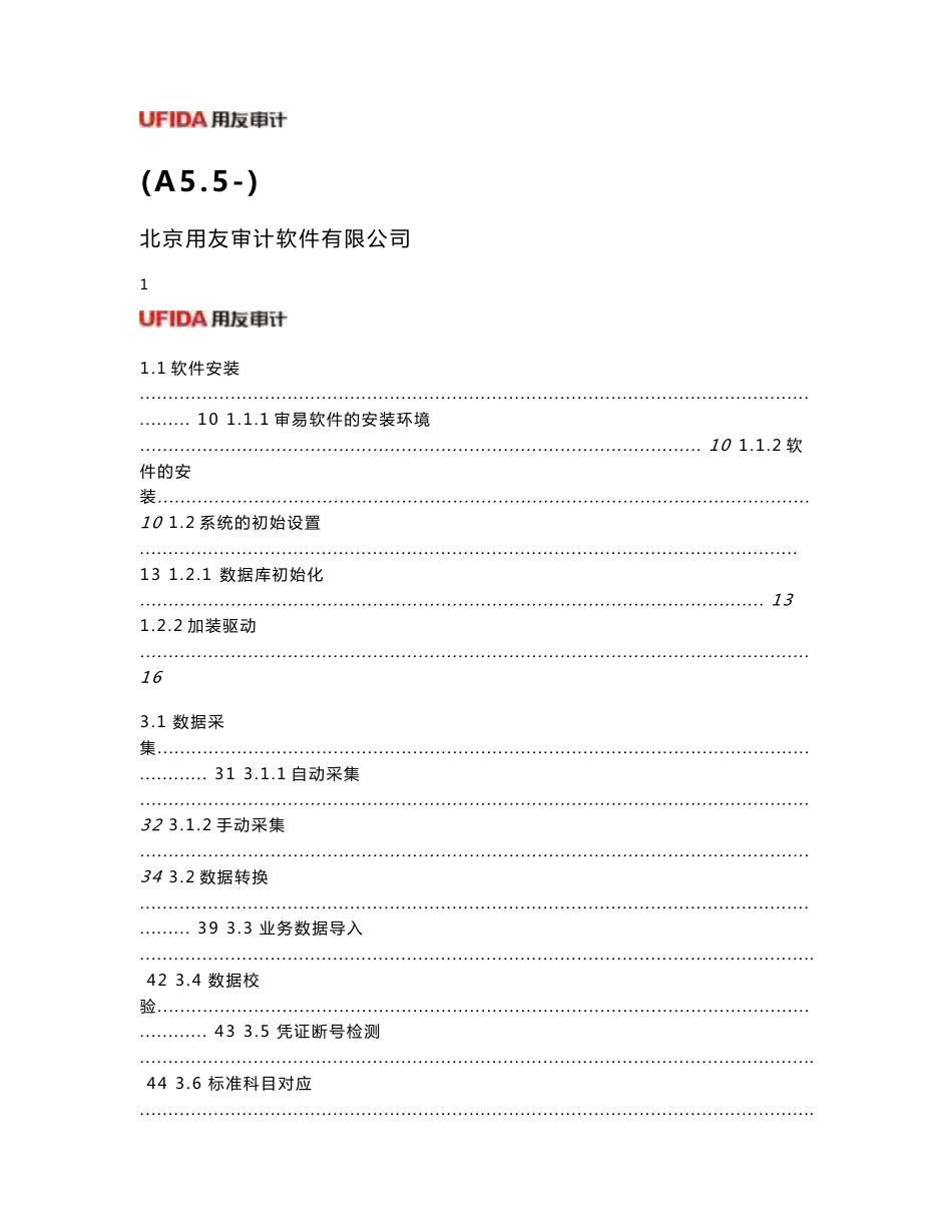 用友审计作业系统(审易A5.5标准版)_第1页