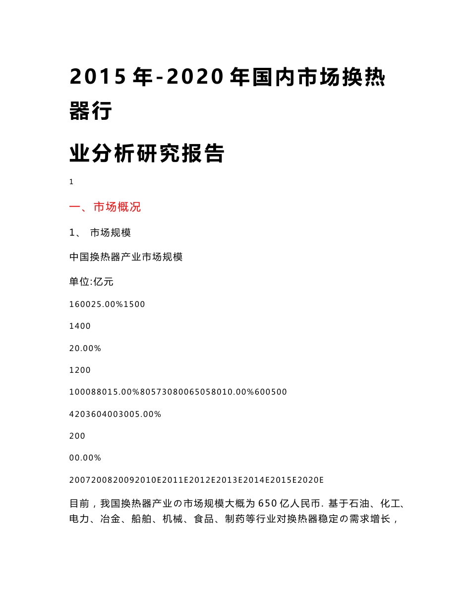 2015年-2020年国内市场换热器行业分析研究报告_第1页