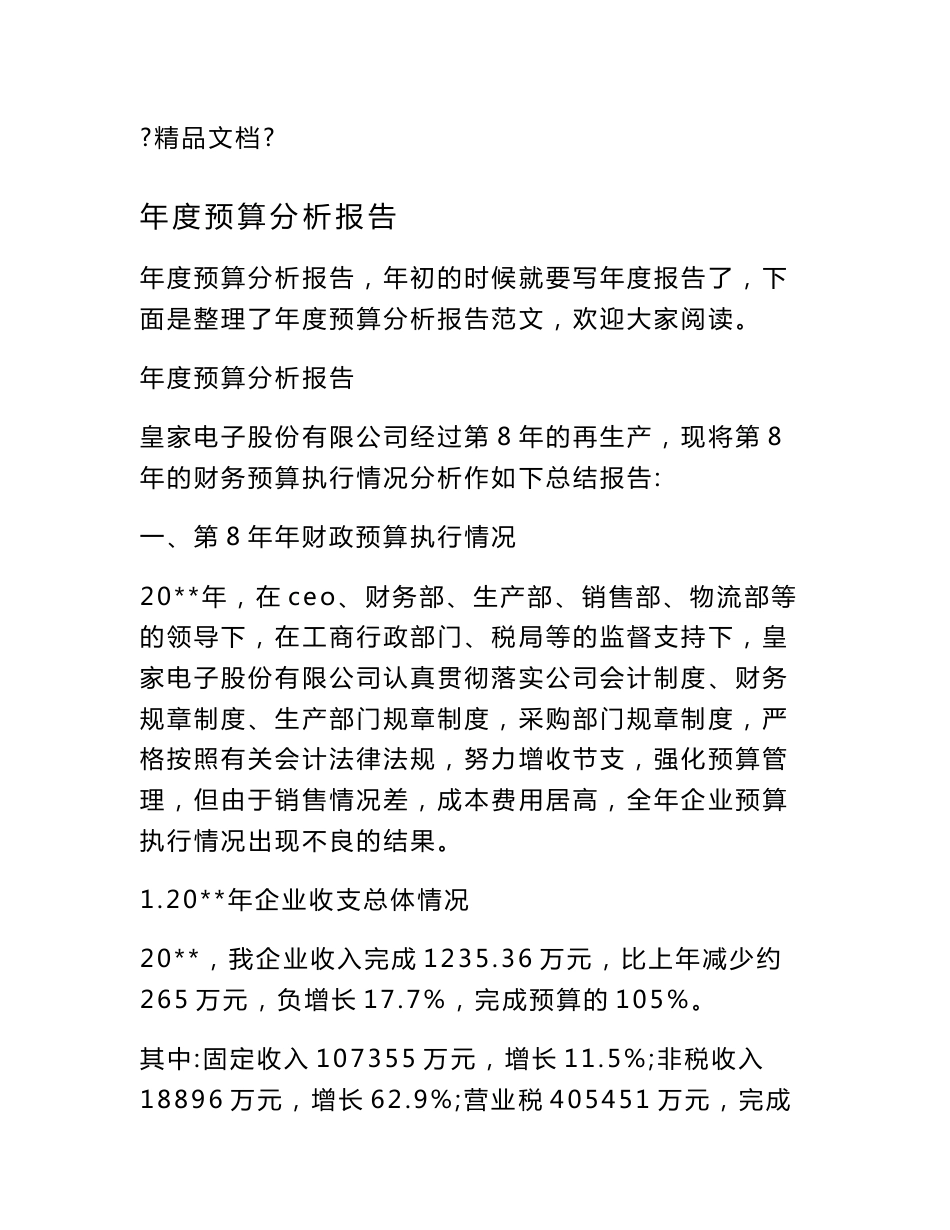 年度预算分析报告_第1页