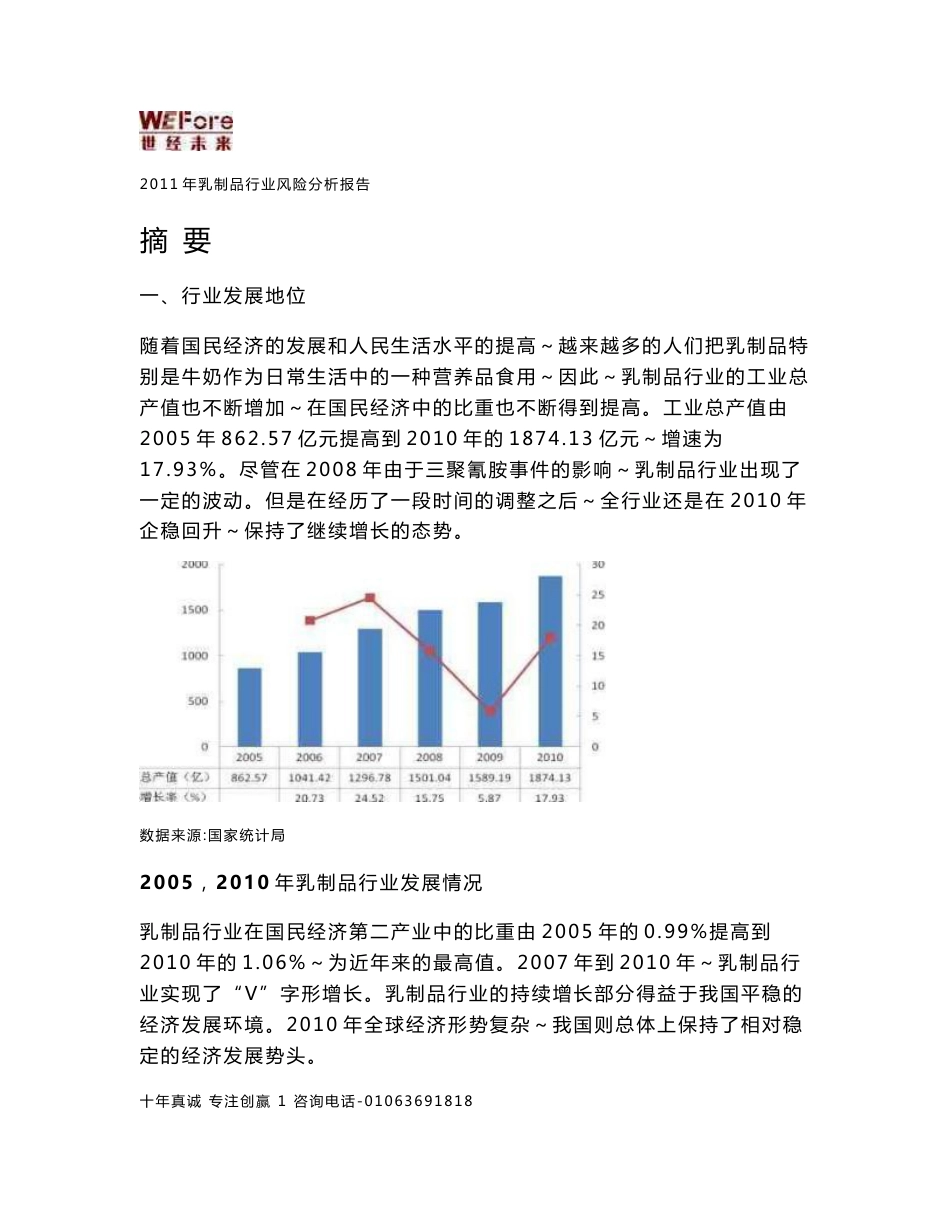 2011年乳制品行业分析报告_第1页