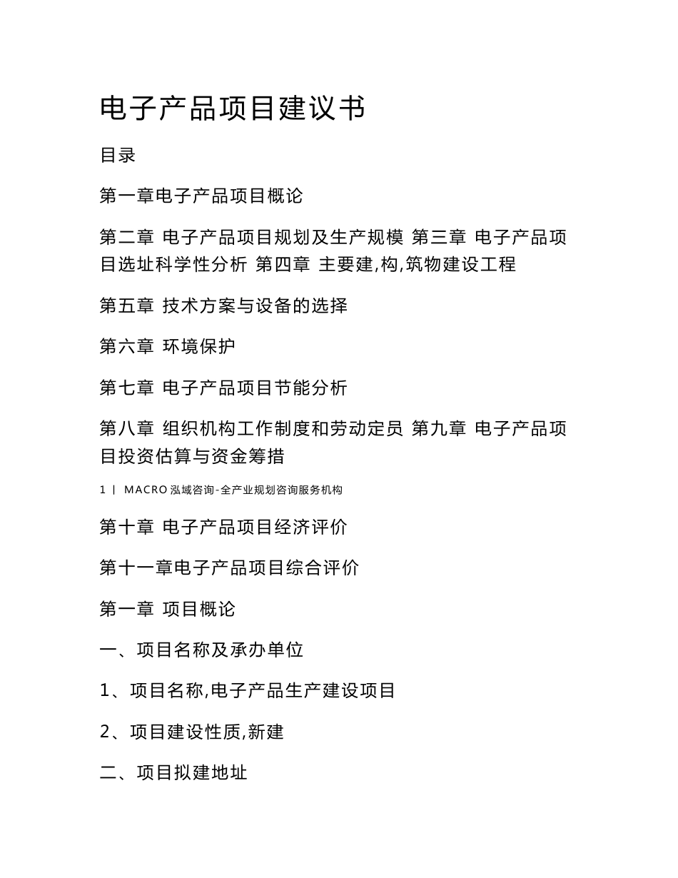 电子产品项目建议书_第1页