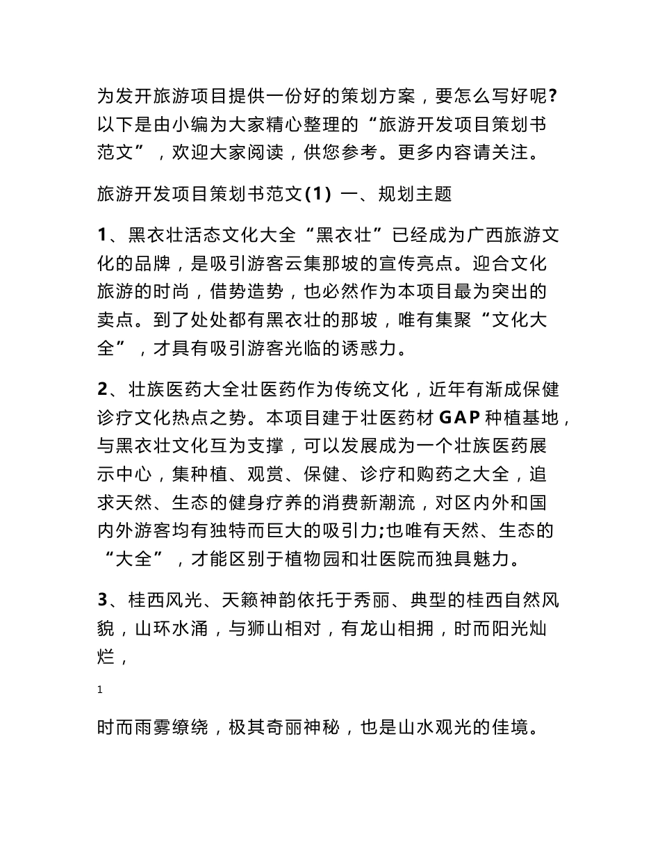 旅游开发项目策划书范文_第1页