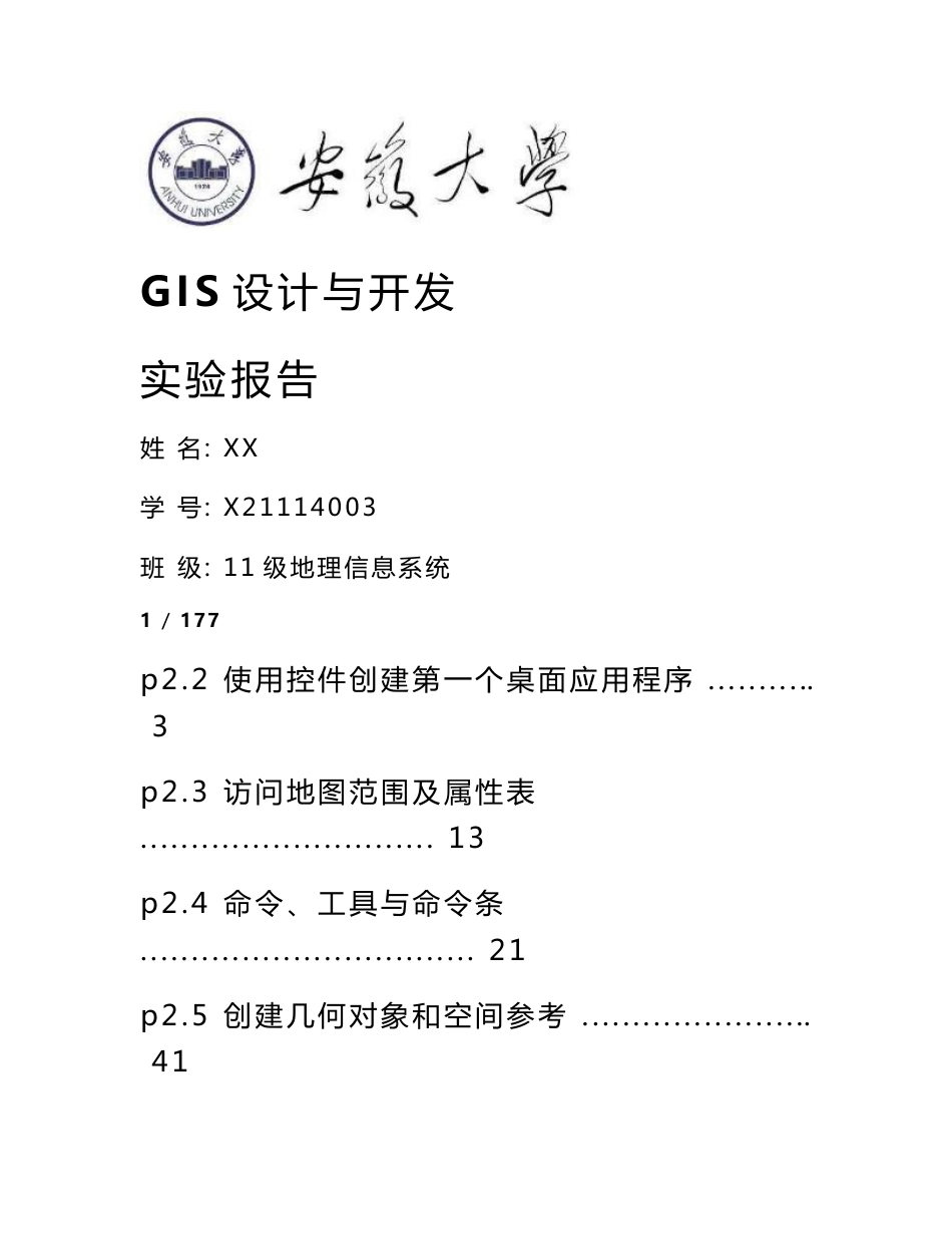 GIS设计与开发实验报告_第1页