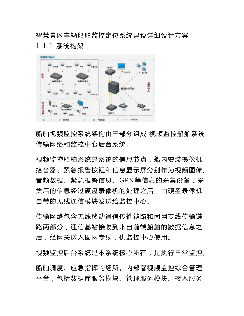 智慧景区车辆船舶监控定位系统建设详细设计方案_第1页