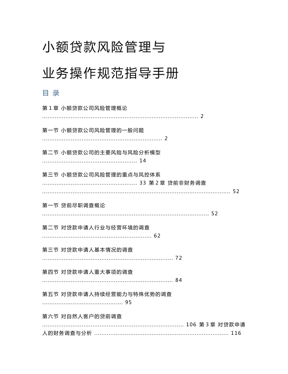 小额贷款风险管理与业务操作规范指导手册_第1页