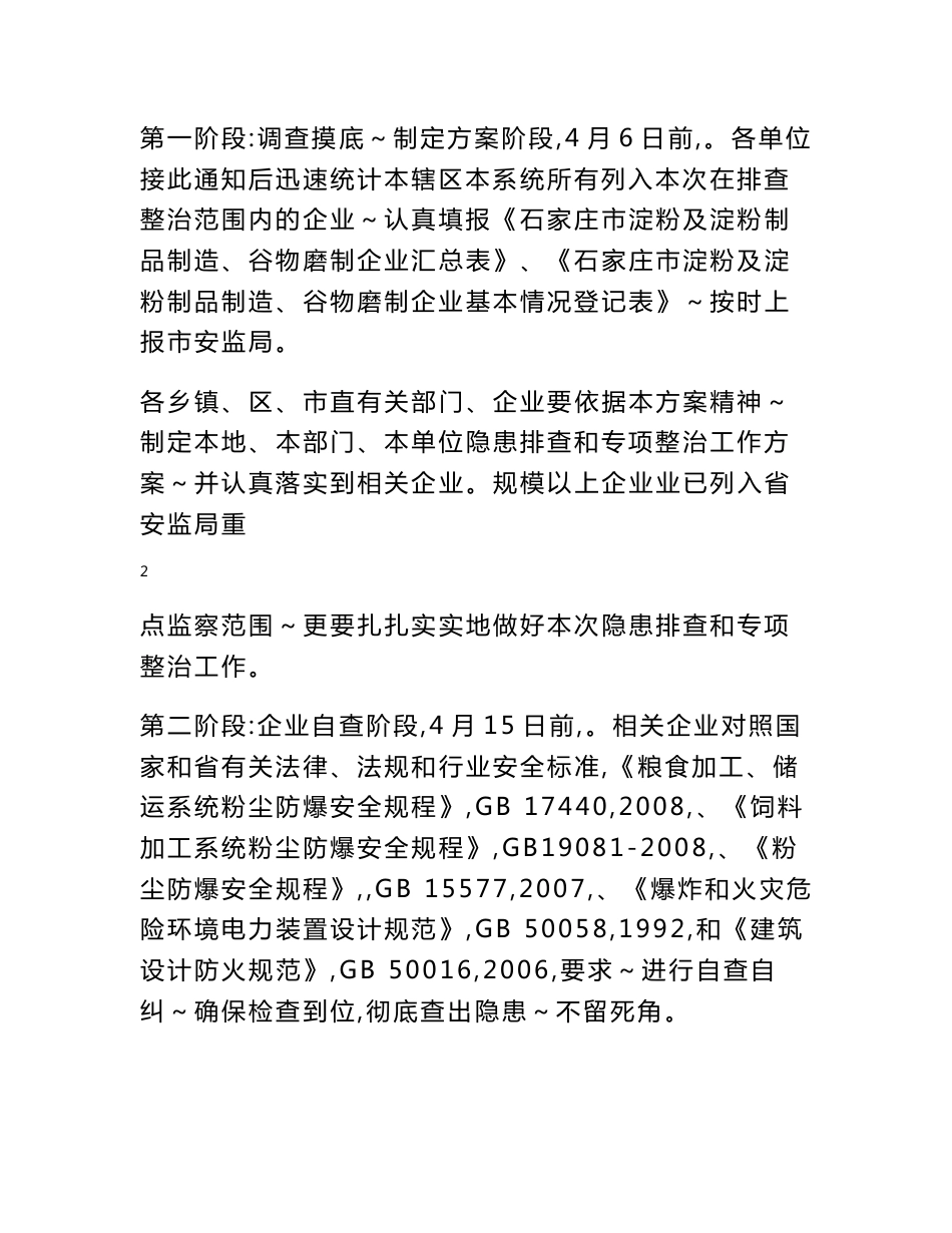 淀粉及淀粉制品制造、谷物磨制 企业安全隐患排查和专项整治工作方案_第3页