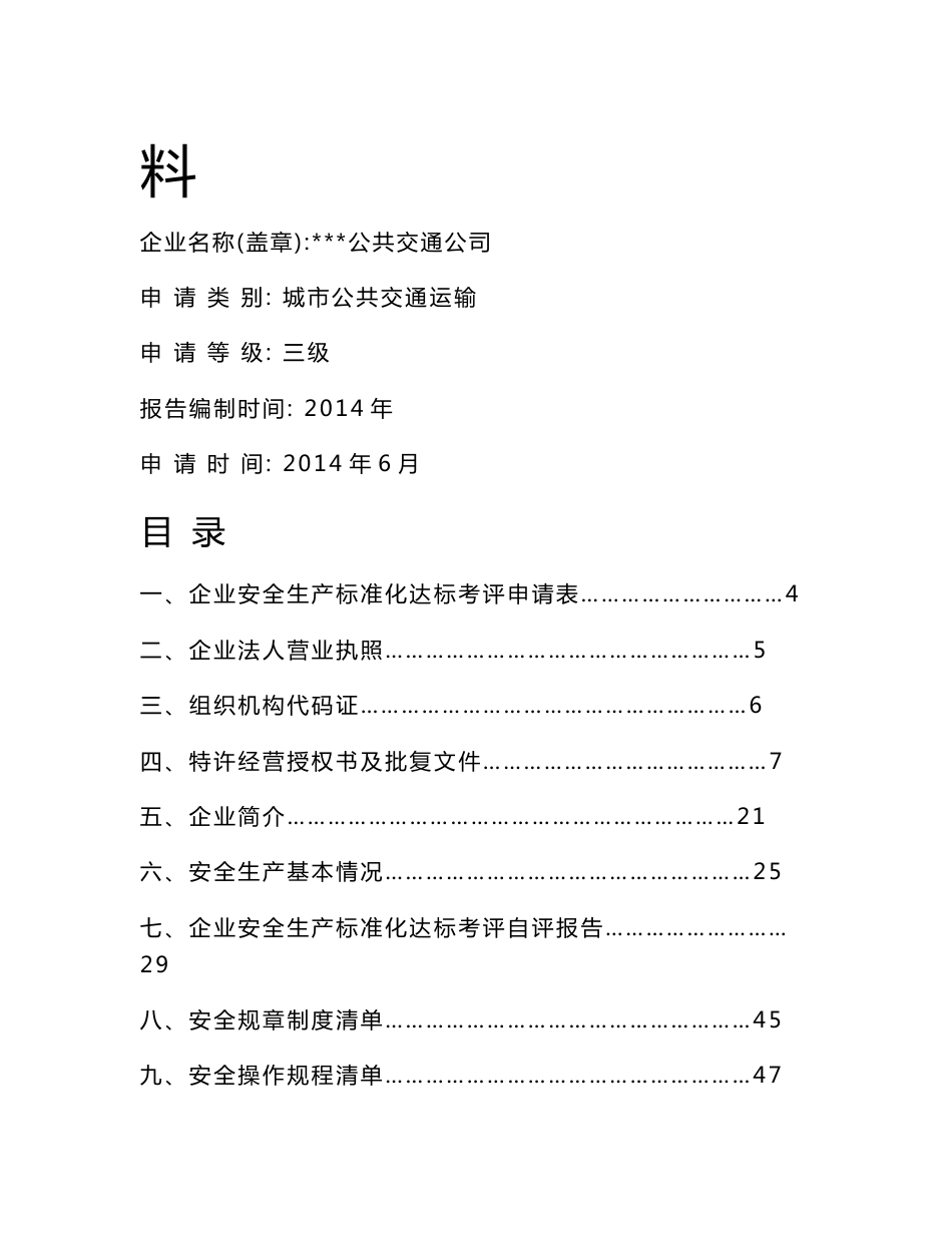 城市公交客运安全生产标准化三级达标自评报告_模板_第2页