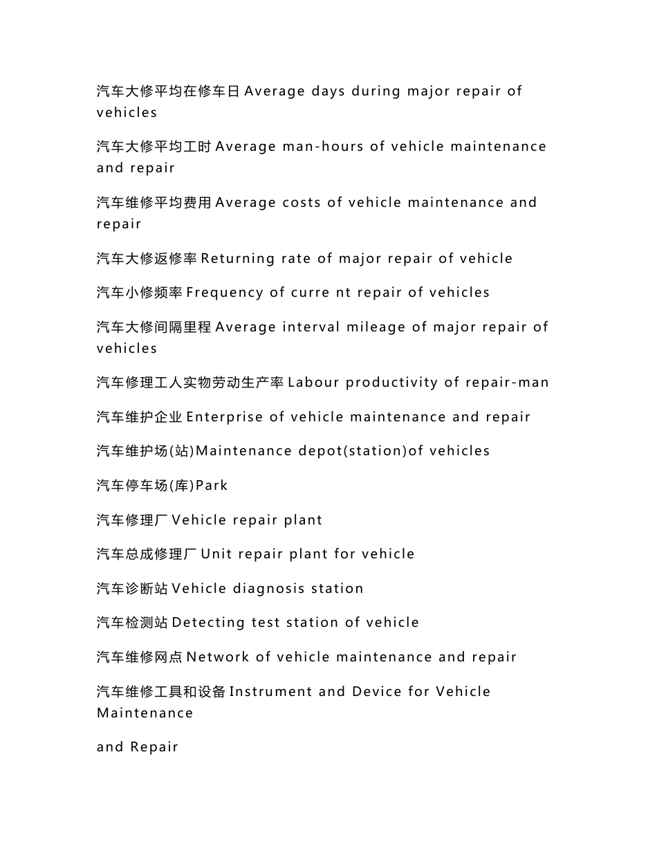 汽车维修专业术语的英语对照表_第2页