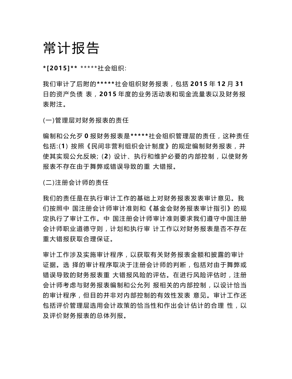 民办非企业单位年度财务审计报告范本_第1页