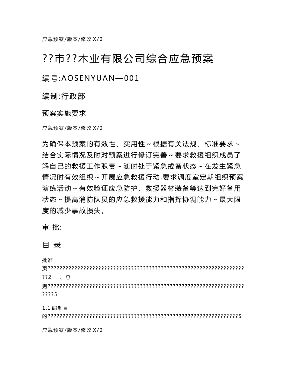 木业有限公司综合应急预案_第1页