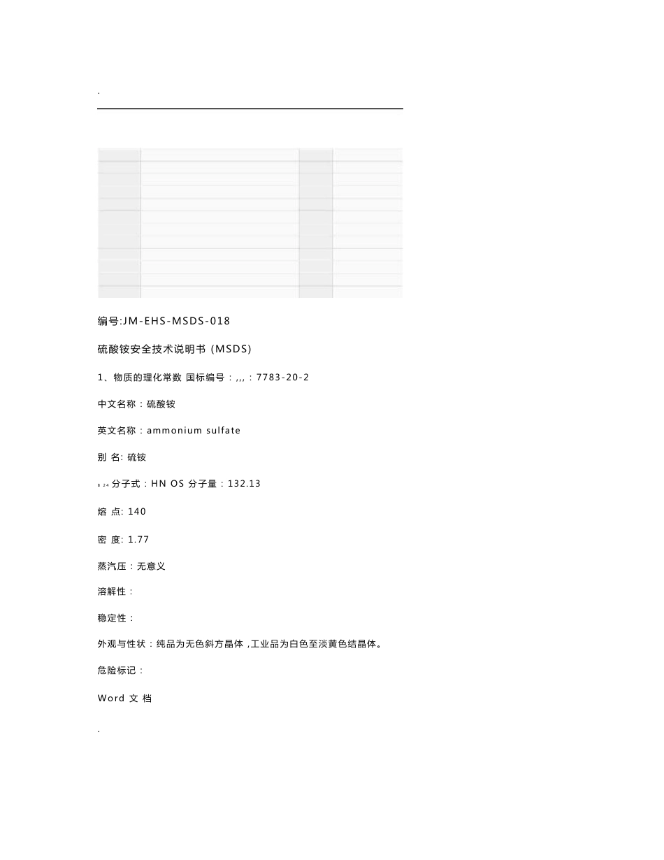 硫酸铵安全技术说明书_第1页