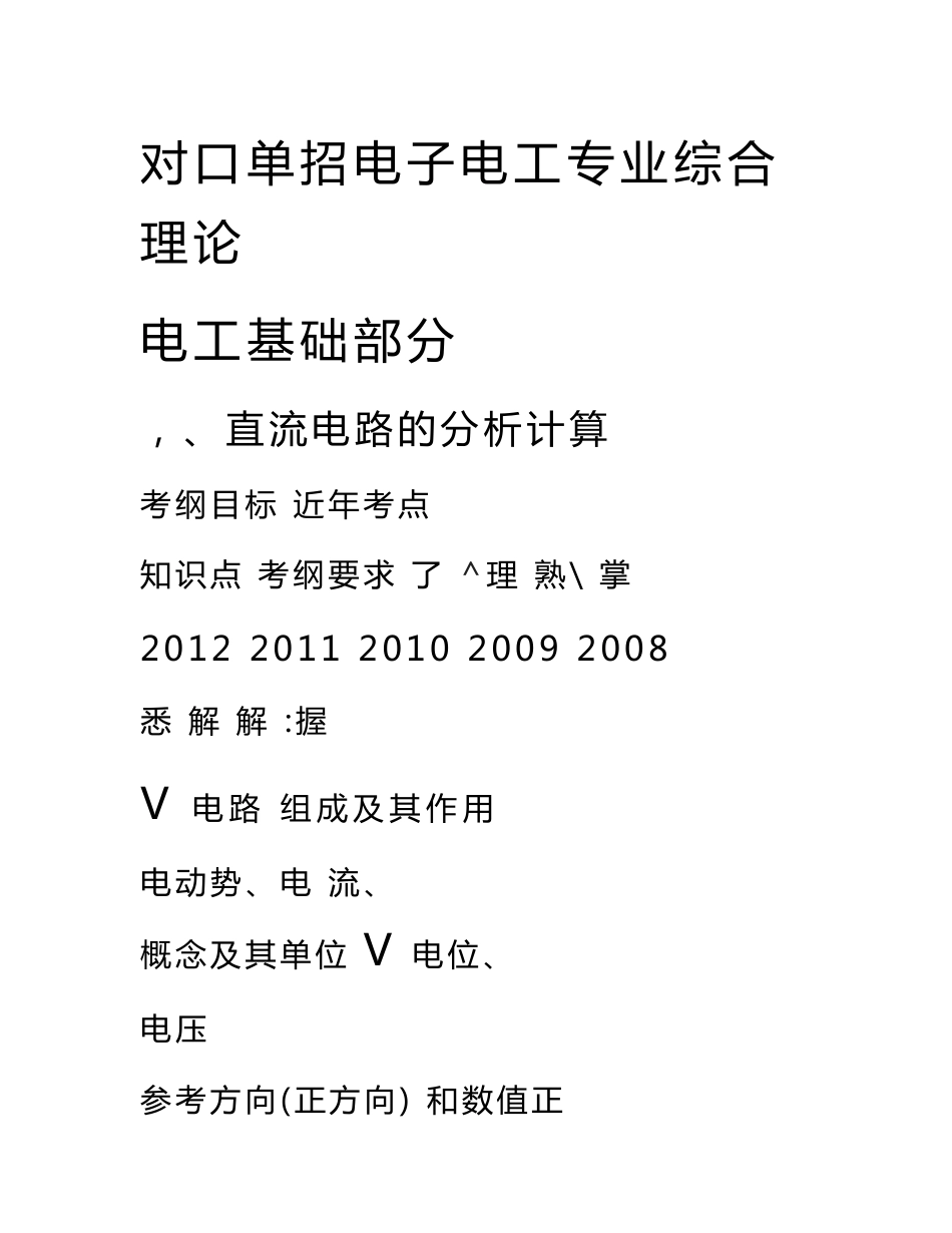 江苏单招电子电工专业综合理论知识点归纳_第1页