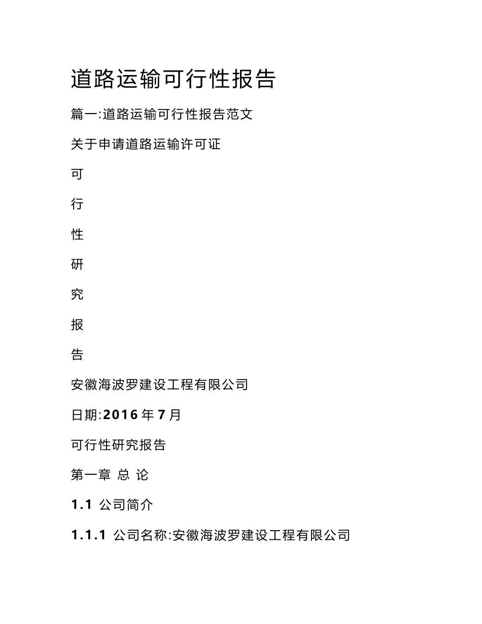 道路运输可行性报告_第1页