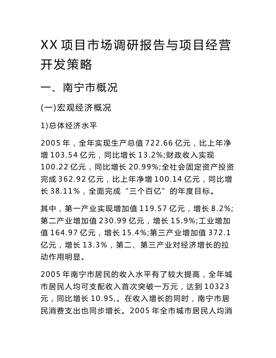 南宁武鸣某房地产项目市场调研报告与项目经营开发策略_第1页