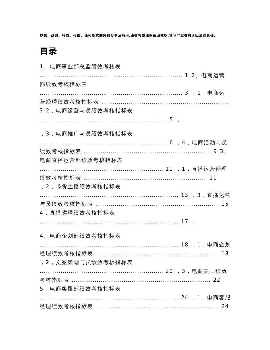 电商直播运营阶段各岗位绩效考核指标表摘自电商运营体系薪酬激励与绩效考核方案_第2页