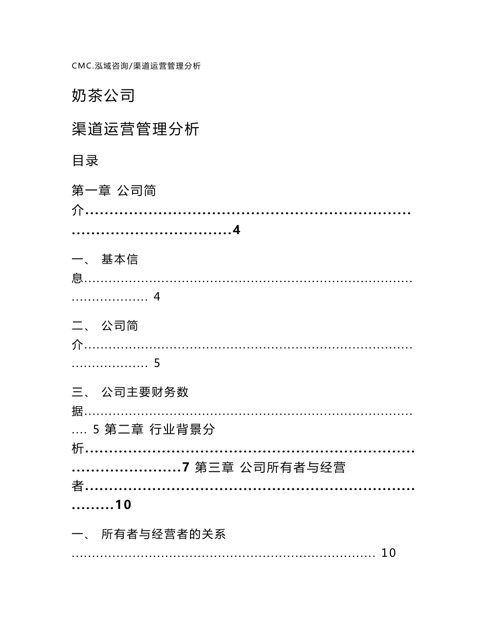 奶茶公司渠道运营管理分析（模板）_第1页