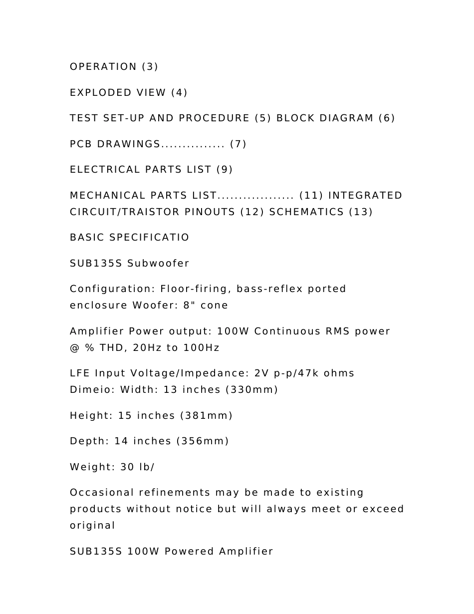 JBLSUB-135低音炮有源音箱功放维修手册（实用应用文）_第3页