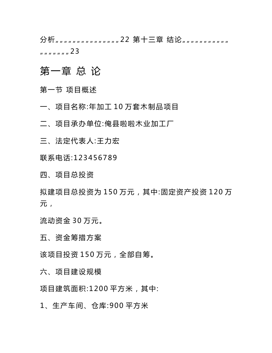 某某木业加工厂加工10万套木制品项目可行性研究报告申请报告_第3页