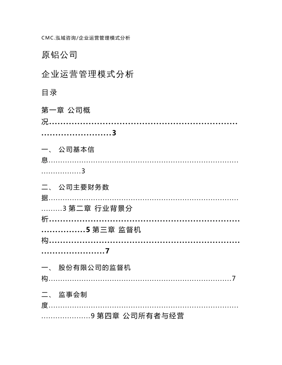 原铝公司企业运营管理模式分析（模板）_第1页