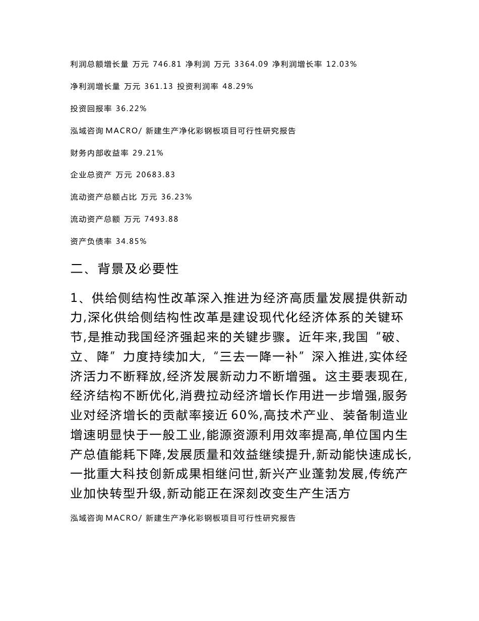 新建生产净化彩钢板项目可行性研究报告范本立项申请分析_第3页