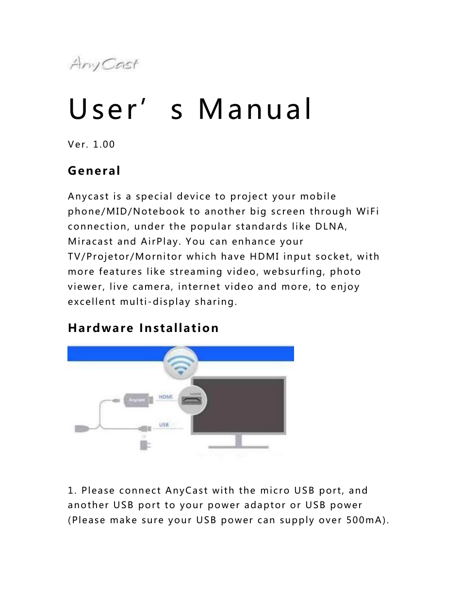 Anycast m2 plus无线推送器的详细使用说明_第1页