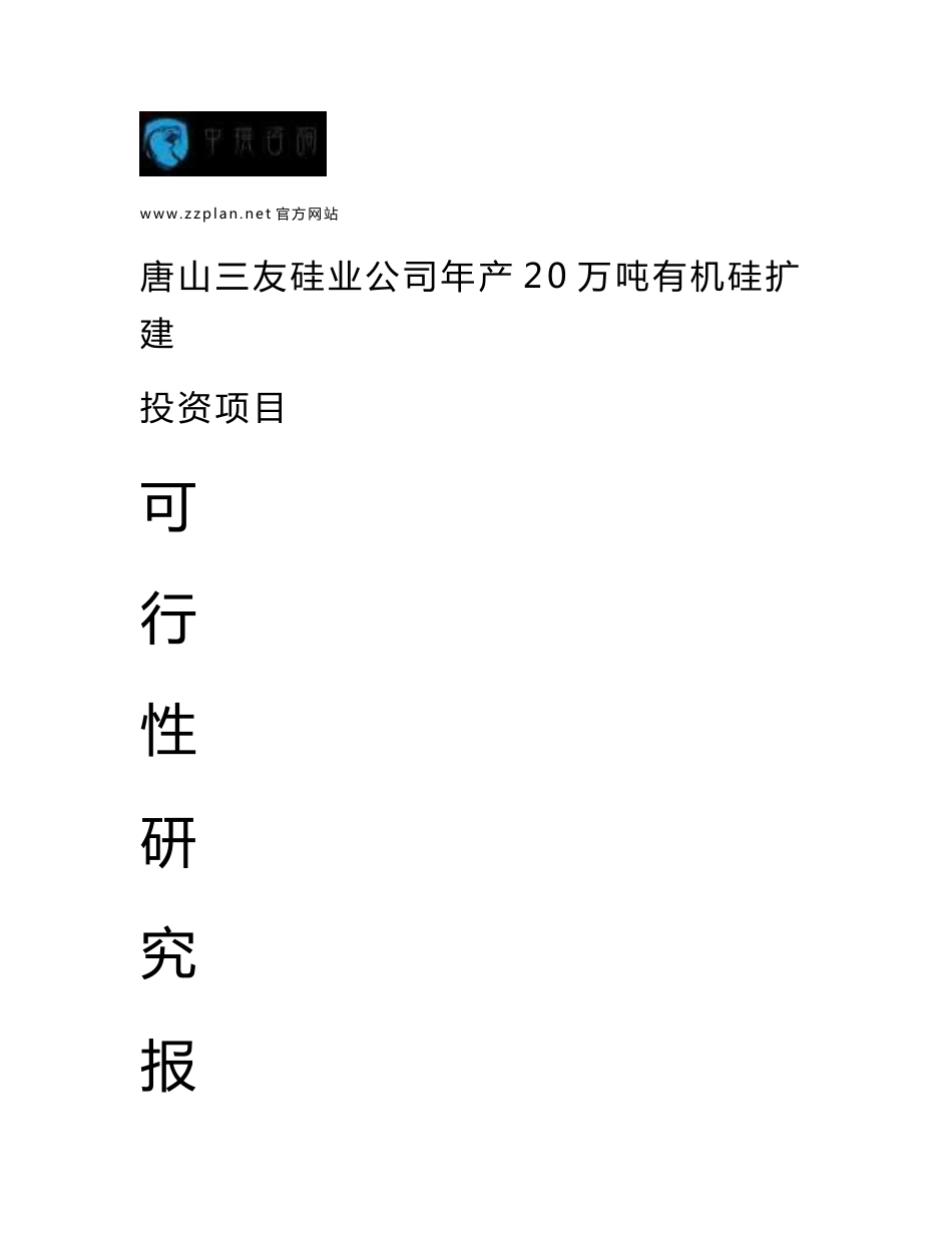 中撰-唐山三友硅业公司年产20万吨有机硅扩建项目可行性报告_第1页