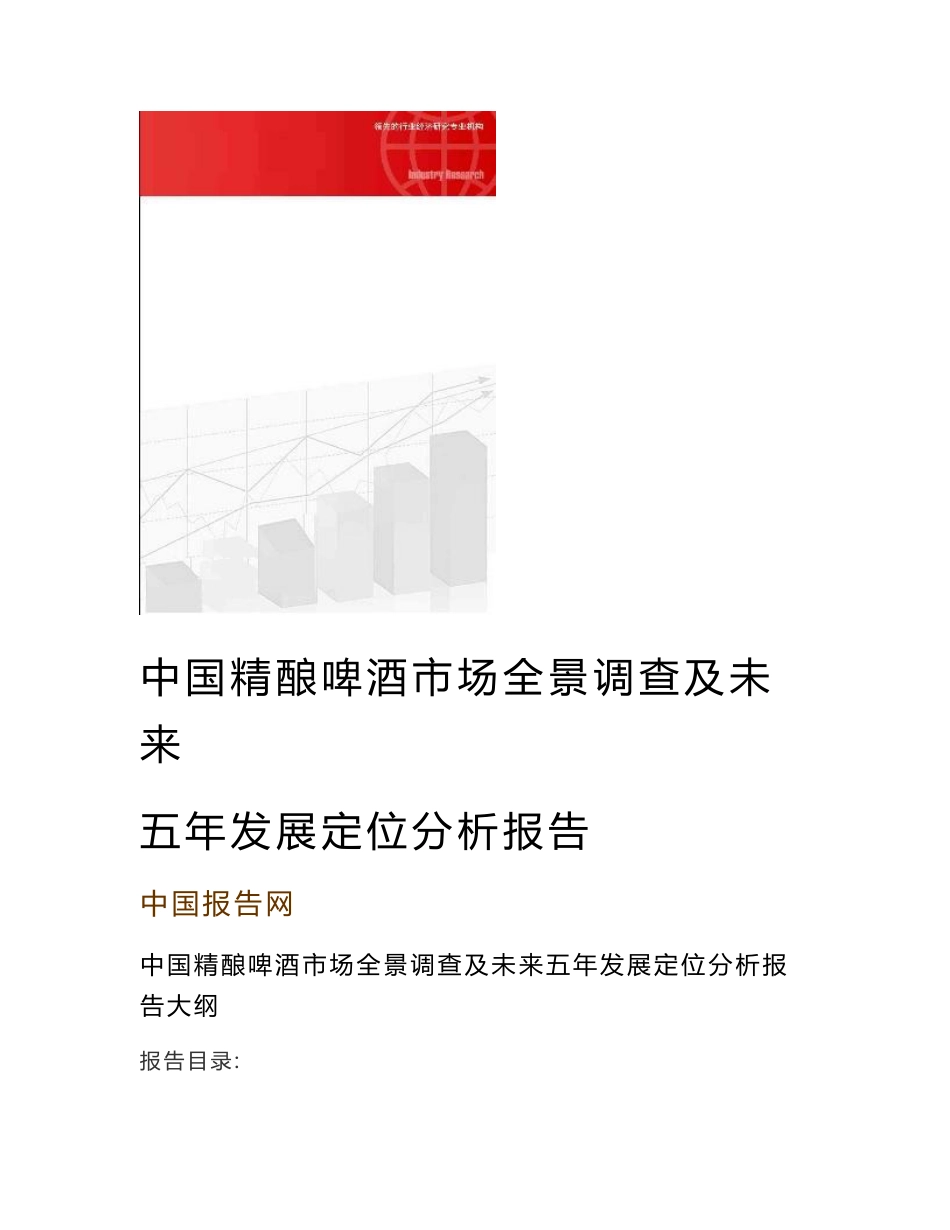 中国精酿啤酒市场全景调查及未来五年发展定位分析报告_第1页