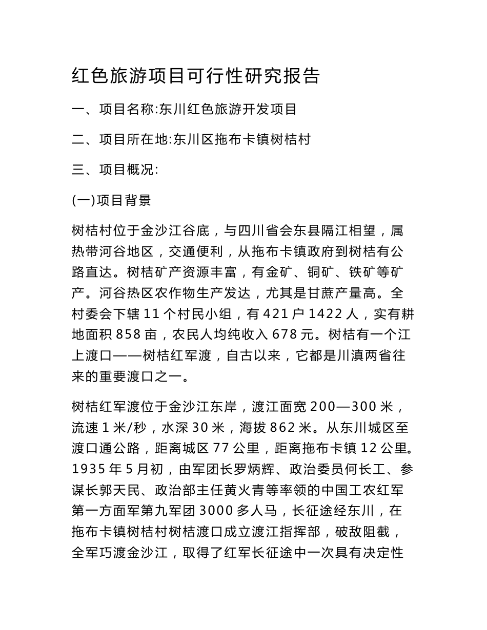 红色旅游项目可行性研究报告_第1页