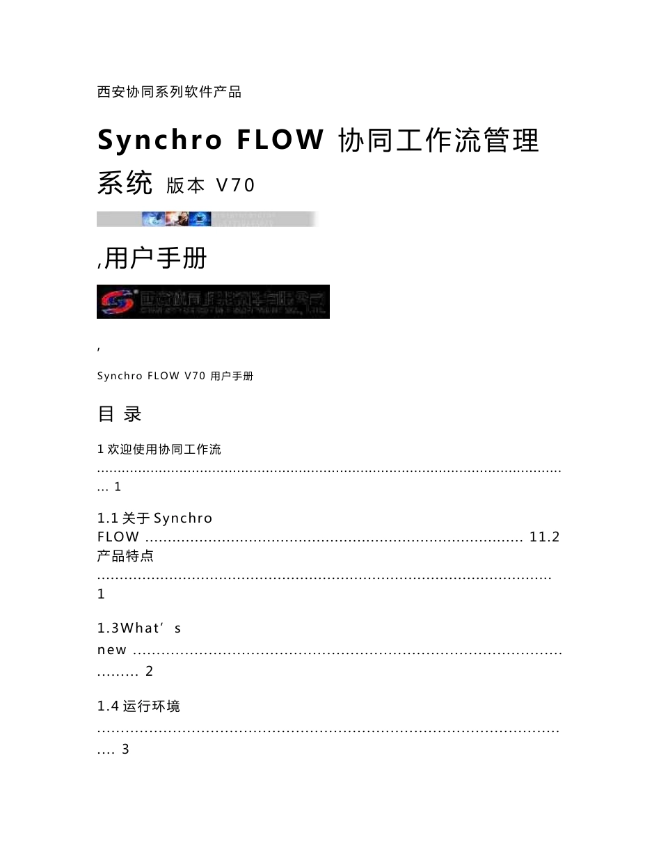 Synchro FLOW用户使用手册_第1页