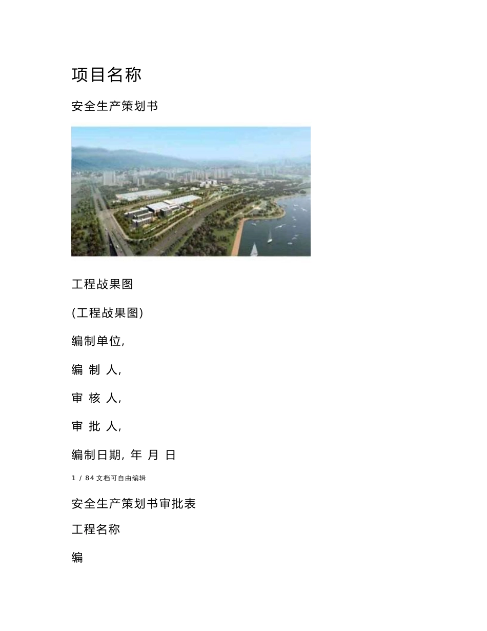项目安全生产策划书模板_第1页