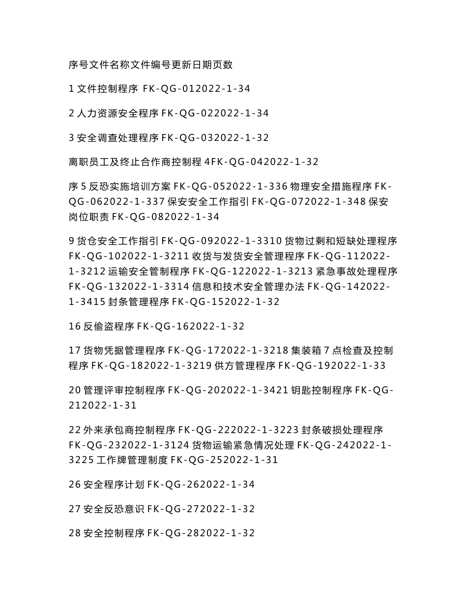 2022年反恐安全管理手册及程序文件_第1页