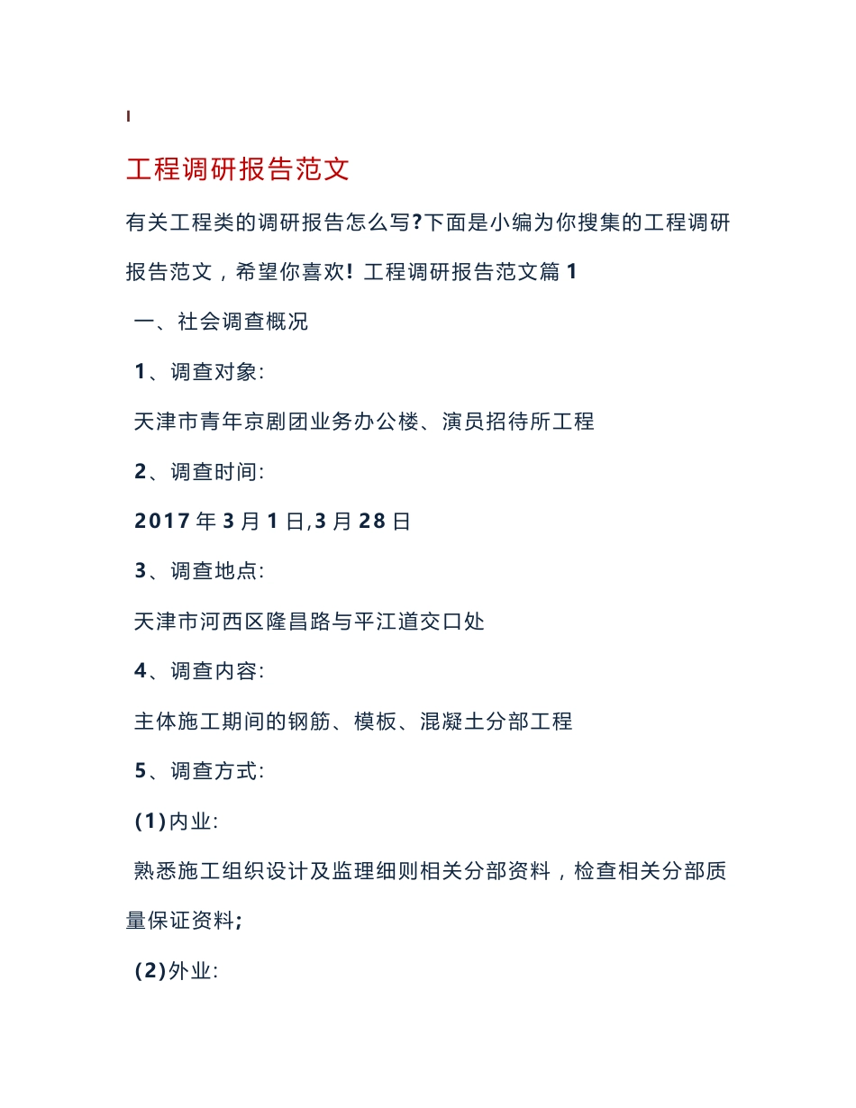工程调研报告范文_第1页
