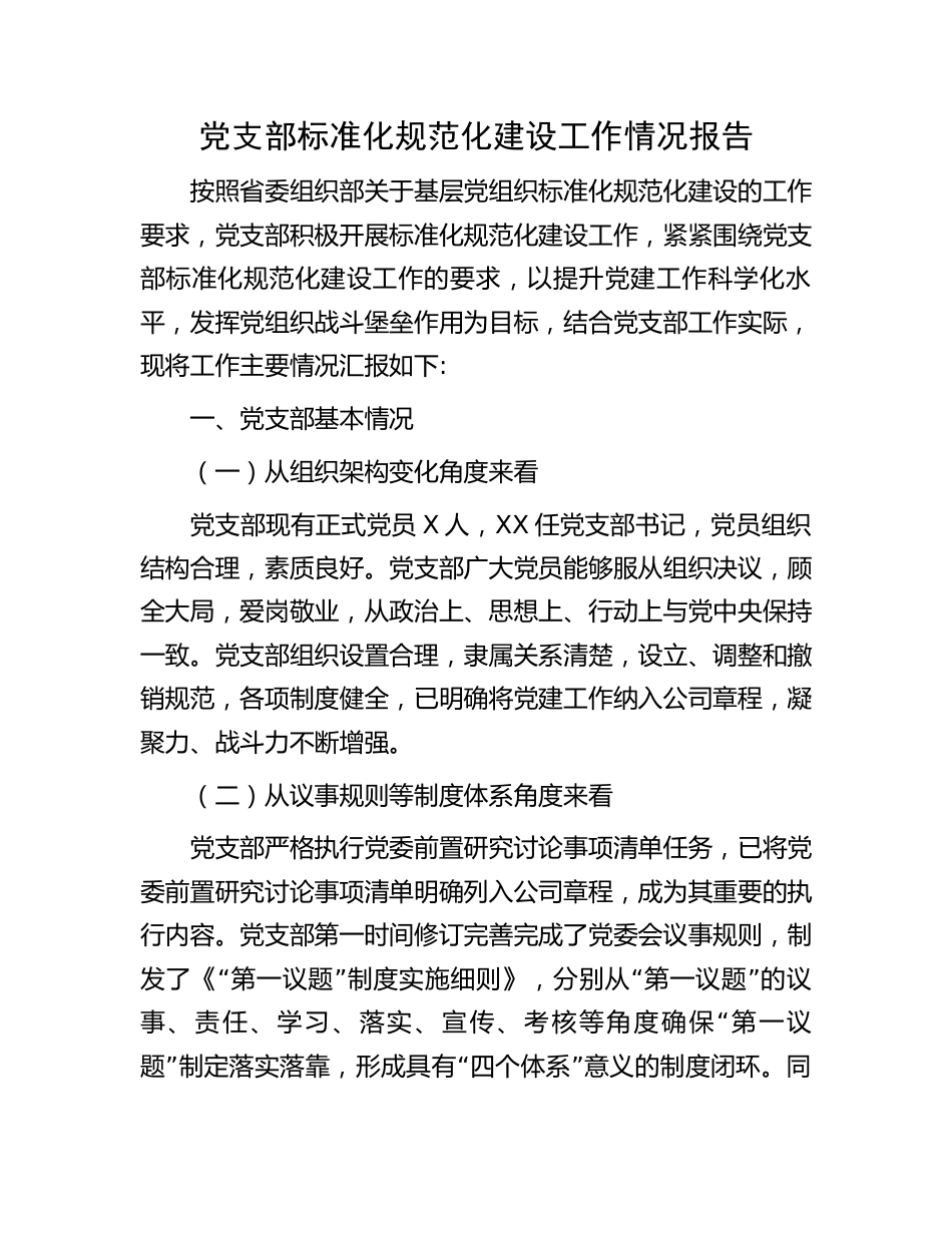 2023-2024年度党支部标准化规范化建设工作情况总结报告_第1页