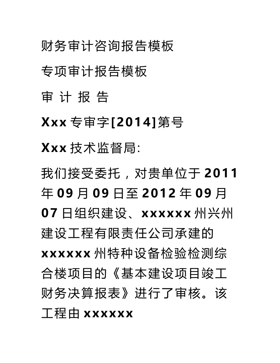 财务审计咨询报告模板_第1页