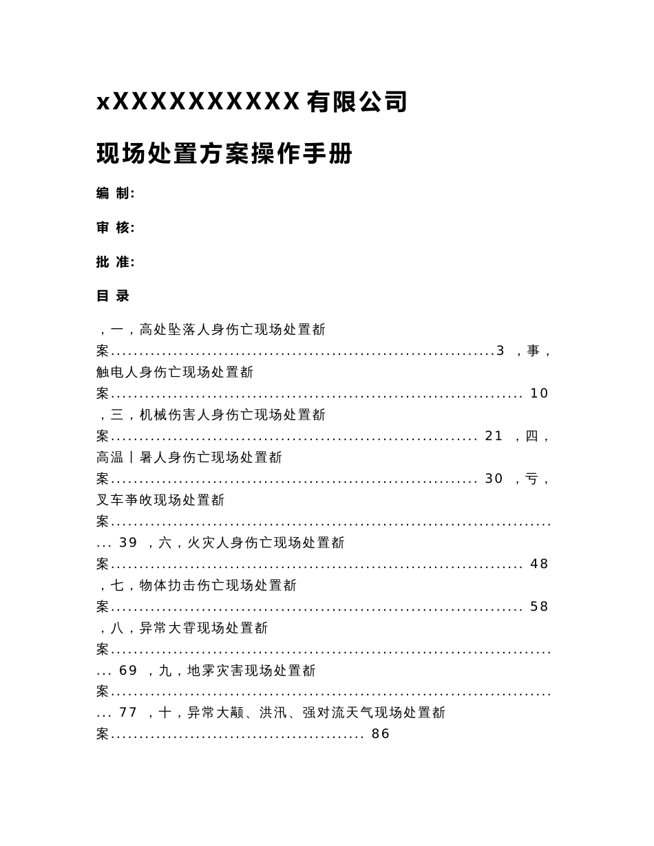 XX有限公司现场处置方案操作手册_第1页