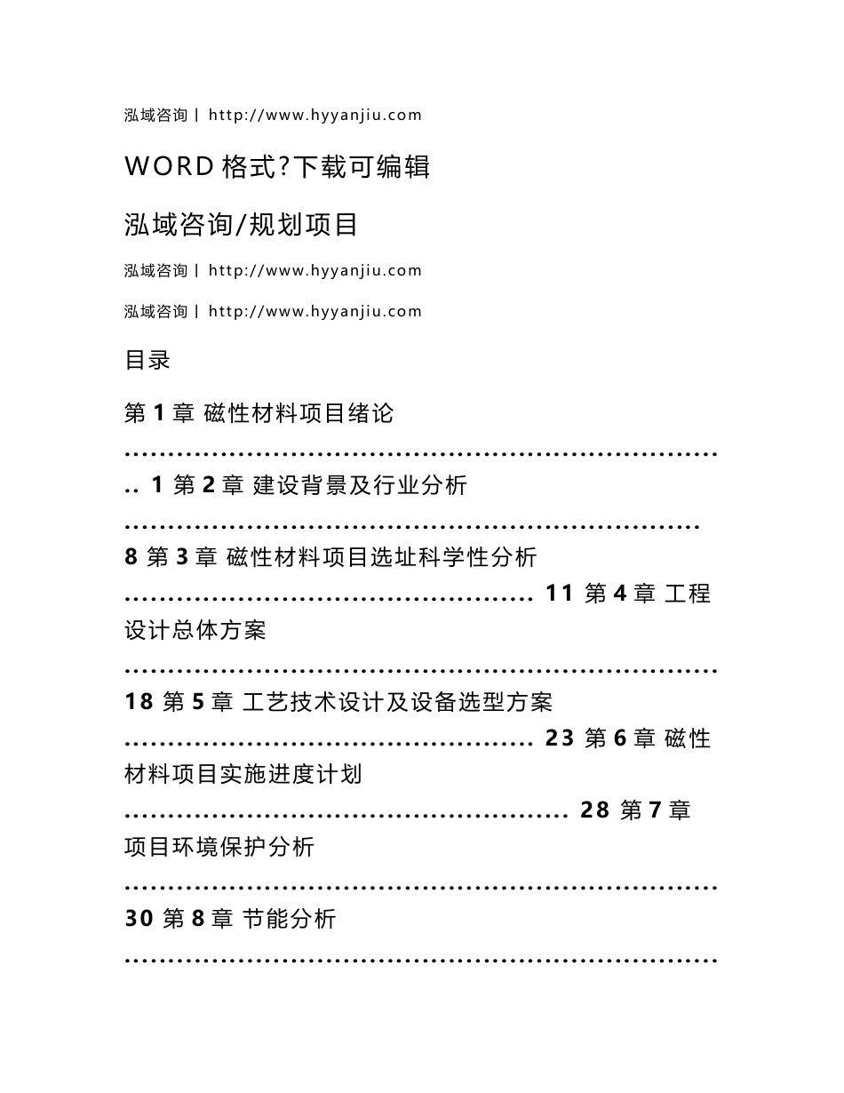 磁性材料项目可行性分析报告_第1页