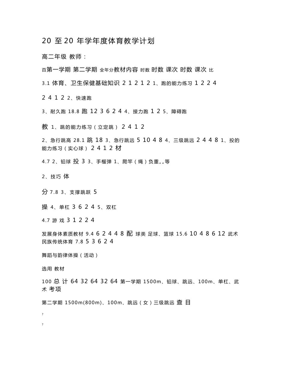 高二年级体育教案集锦_第1页
