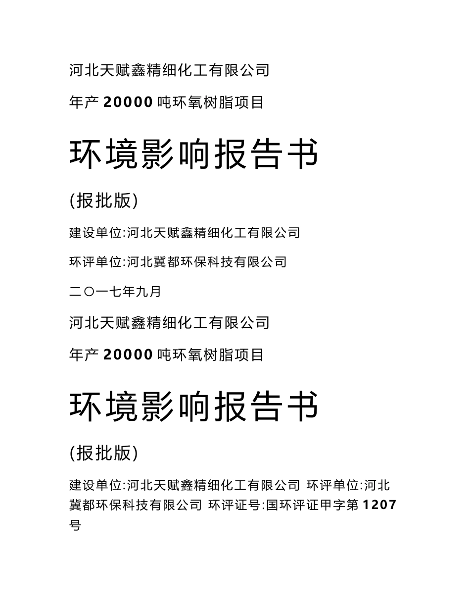 环评报告-年产20000吨环氧树脂项目环评报告书_第1页