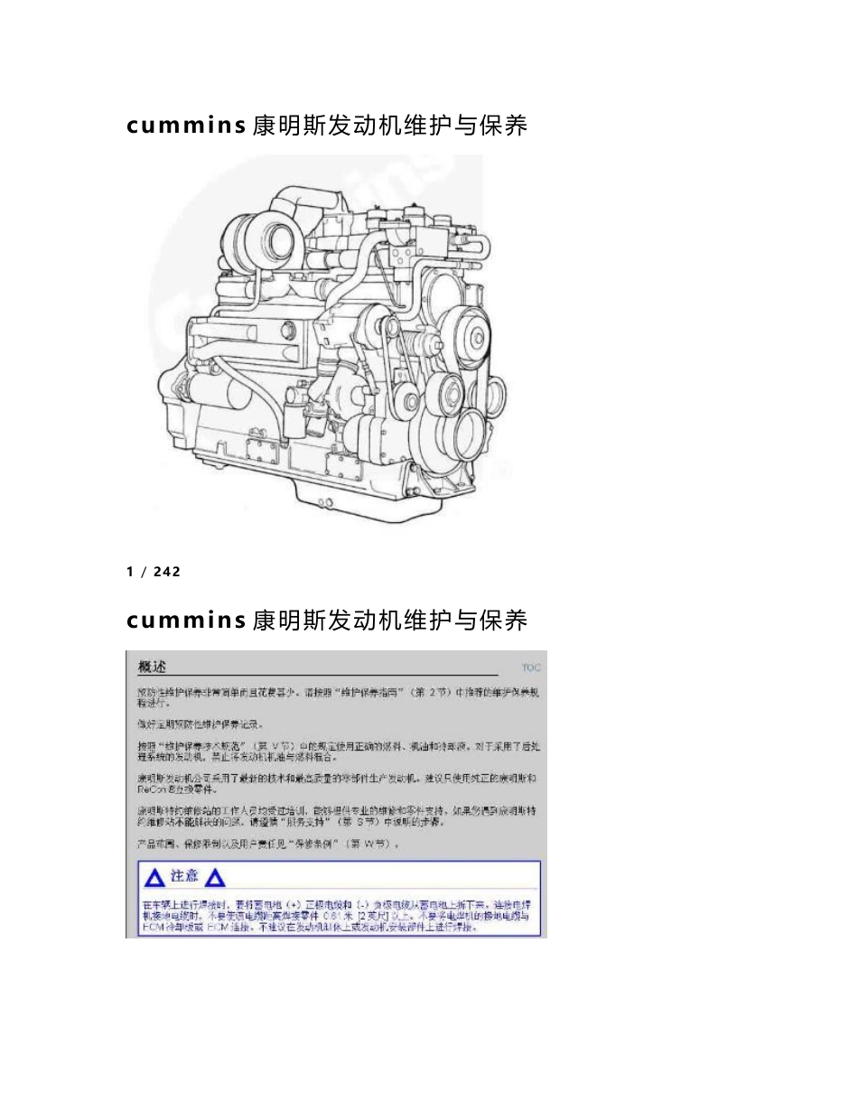 康明斯K19系列发动机保养手册_第1页