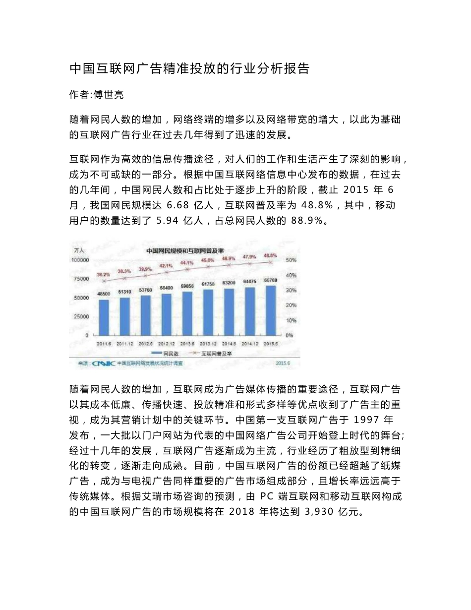 中国互联网广告精准投放的行业分析报告_第1页