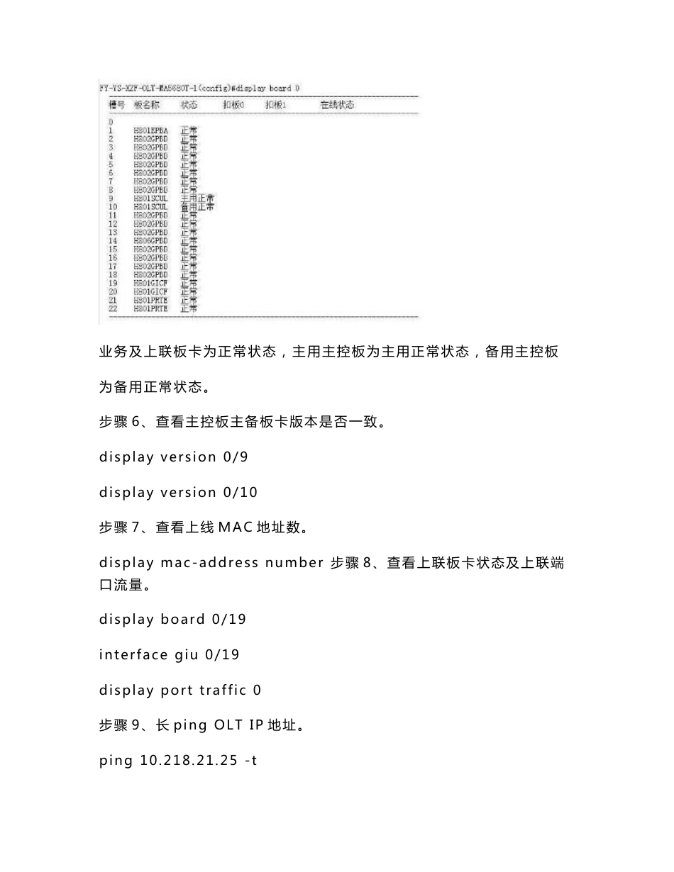 电信分公司OLT保护倒换测试指导书_第3页