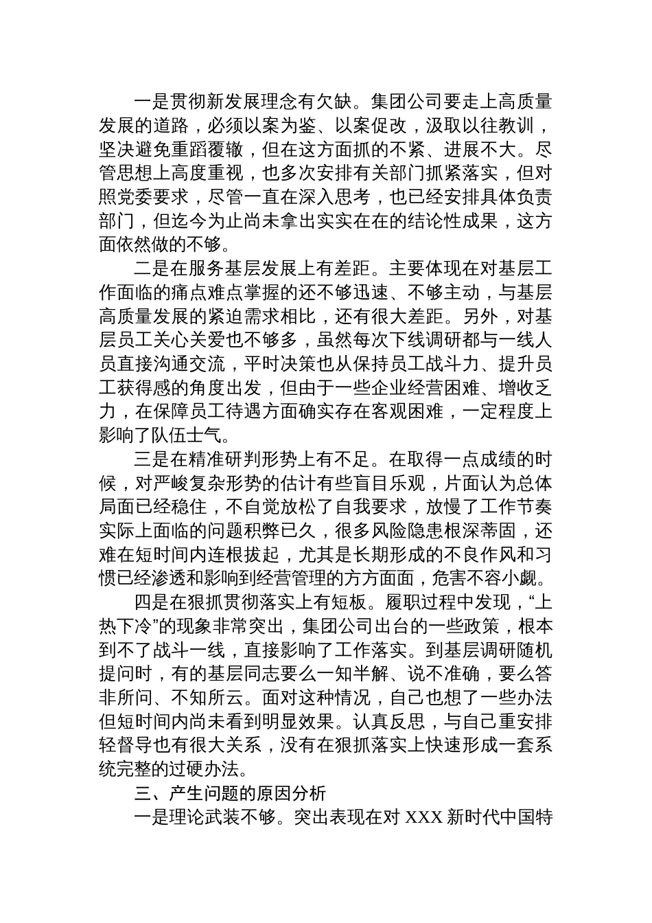 集团公司2023年学习贯彻主题教育生活会六个方面个人检视剖析材料（对照理论学习、政治素养、能力本领）_第2页