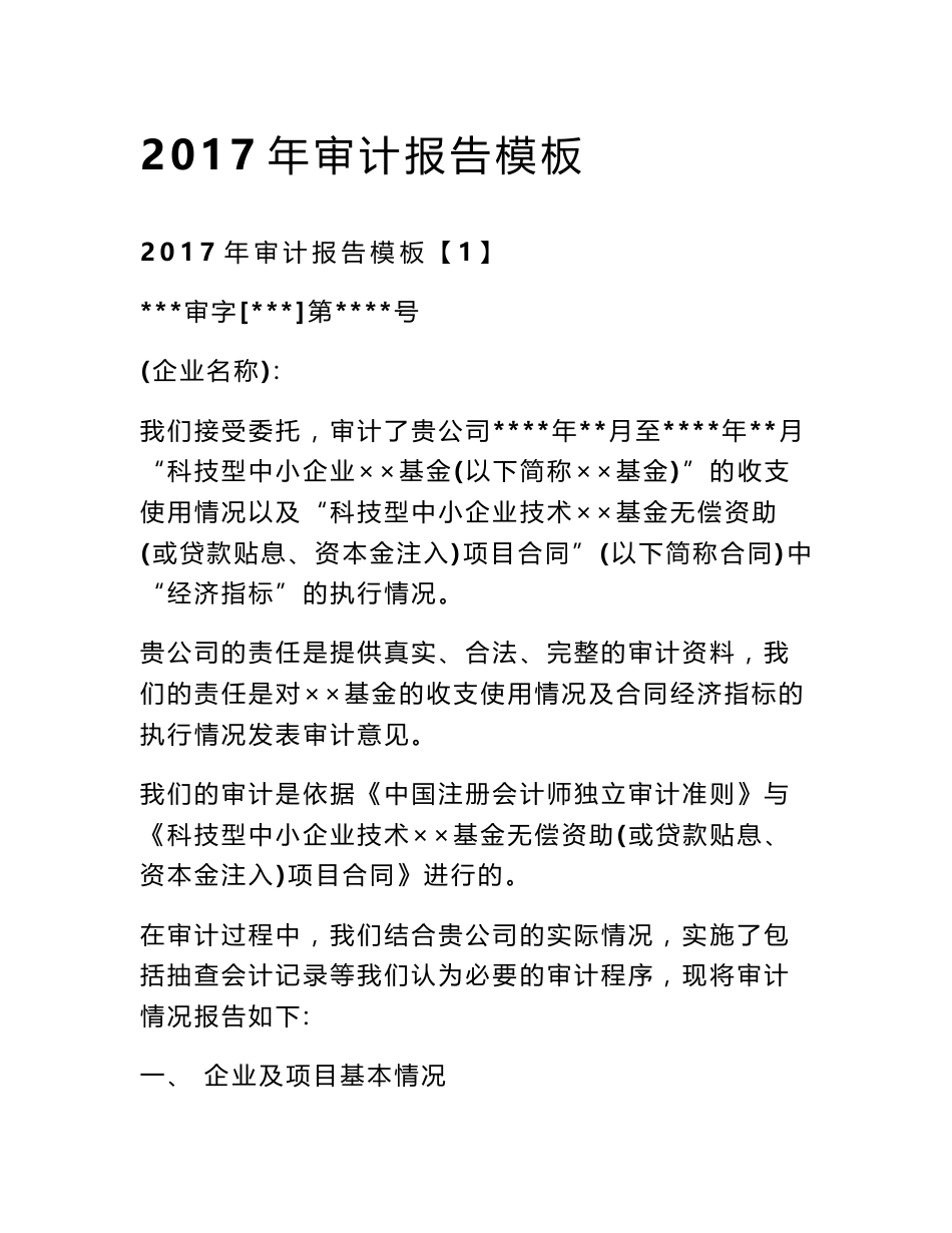 2017年审计报告模板_第1页