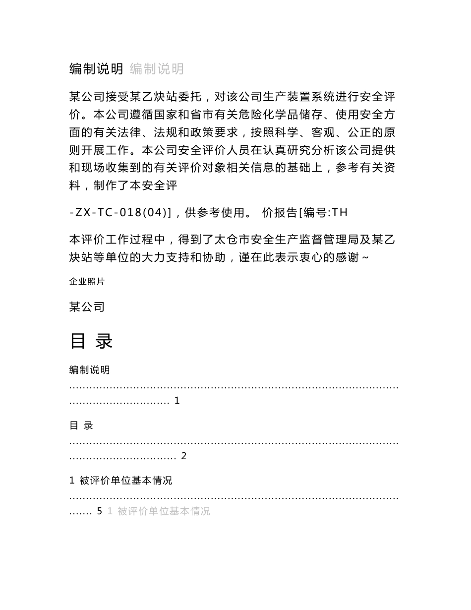 某乙炔站安全评价报告_第1页