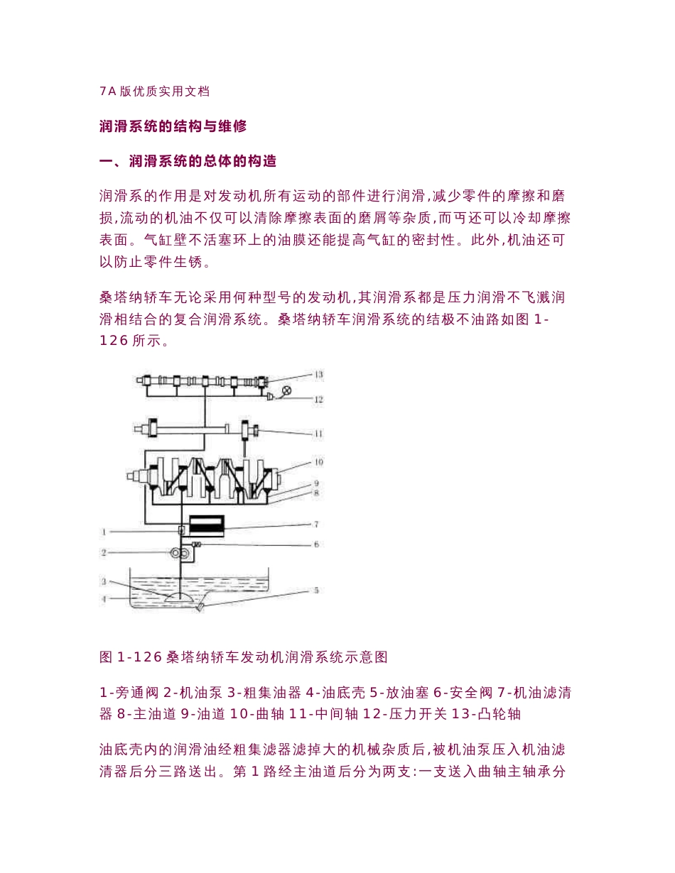 【5A版】桑塔纳维修手册之润滑系统的结构与维修.doc_第1页