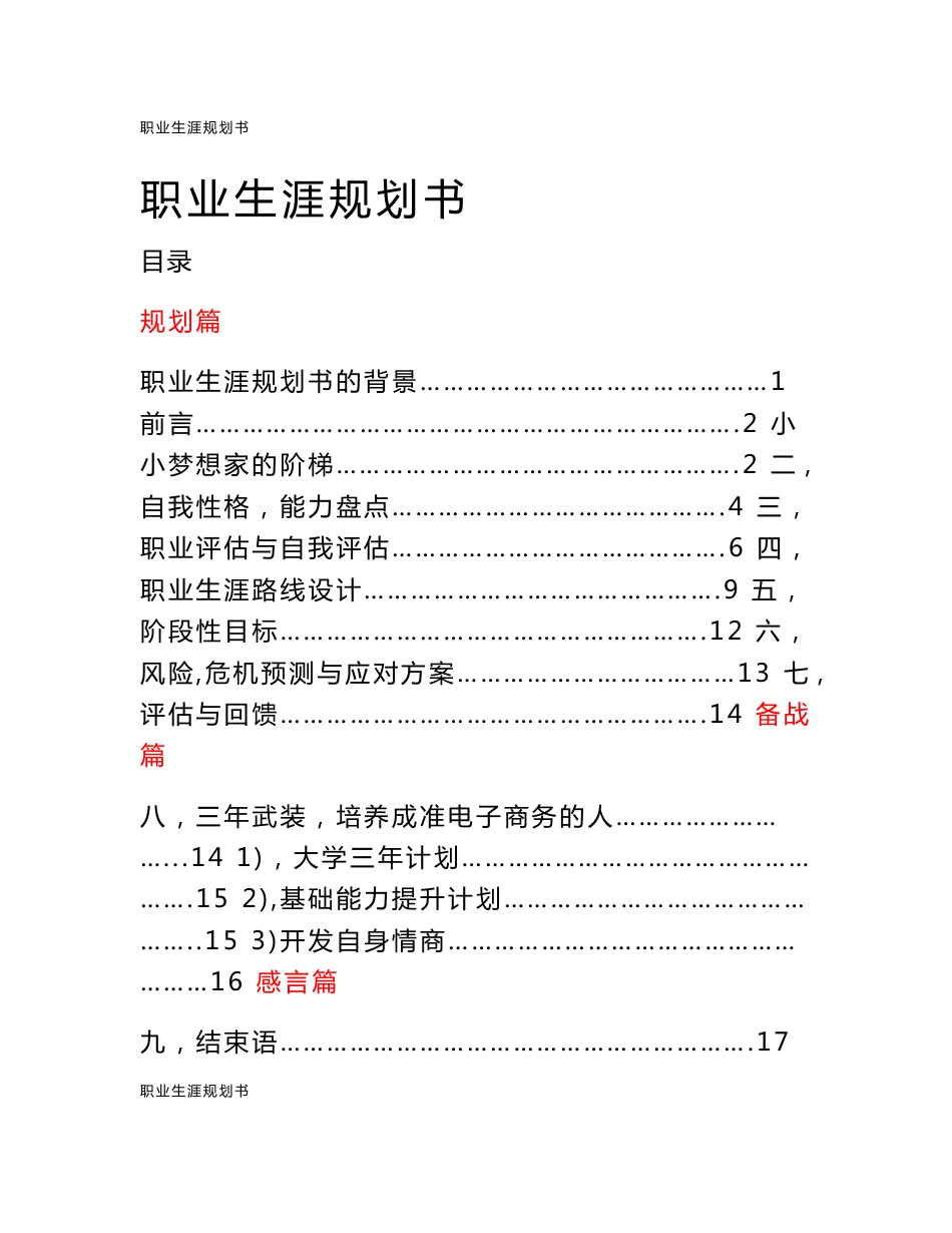 电子商务专业职业生涯规划书_第1页