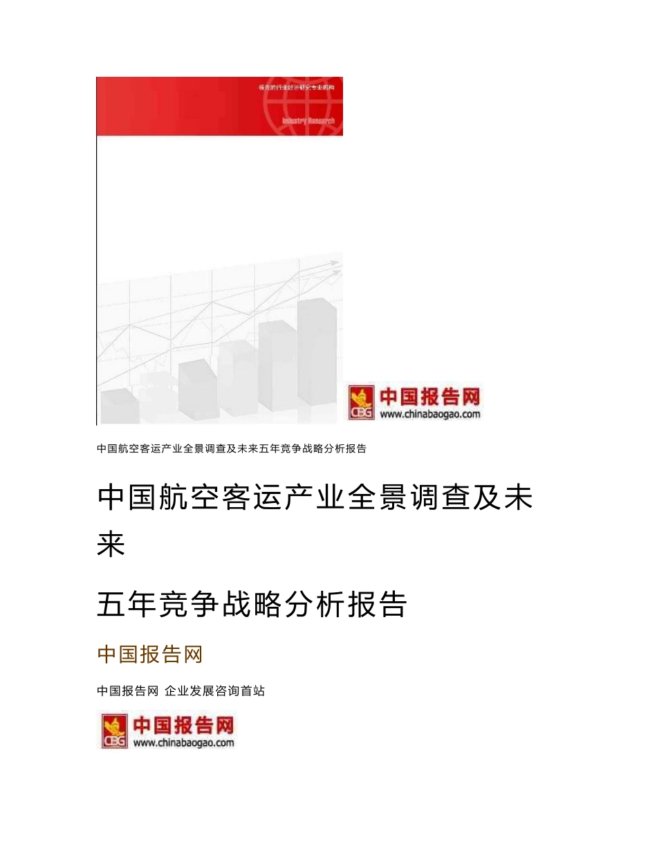 中国航空客运产业全景调查及未来五年竞争战略分析报告_第1页