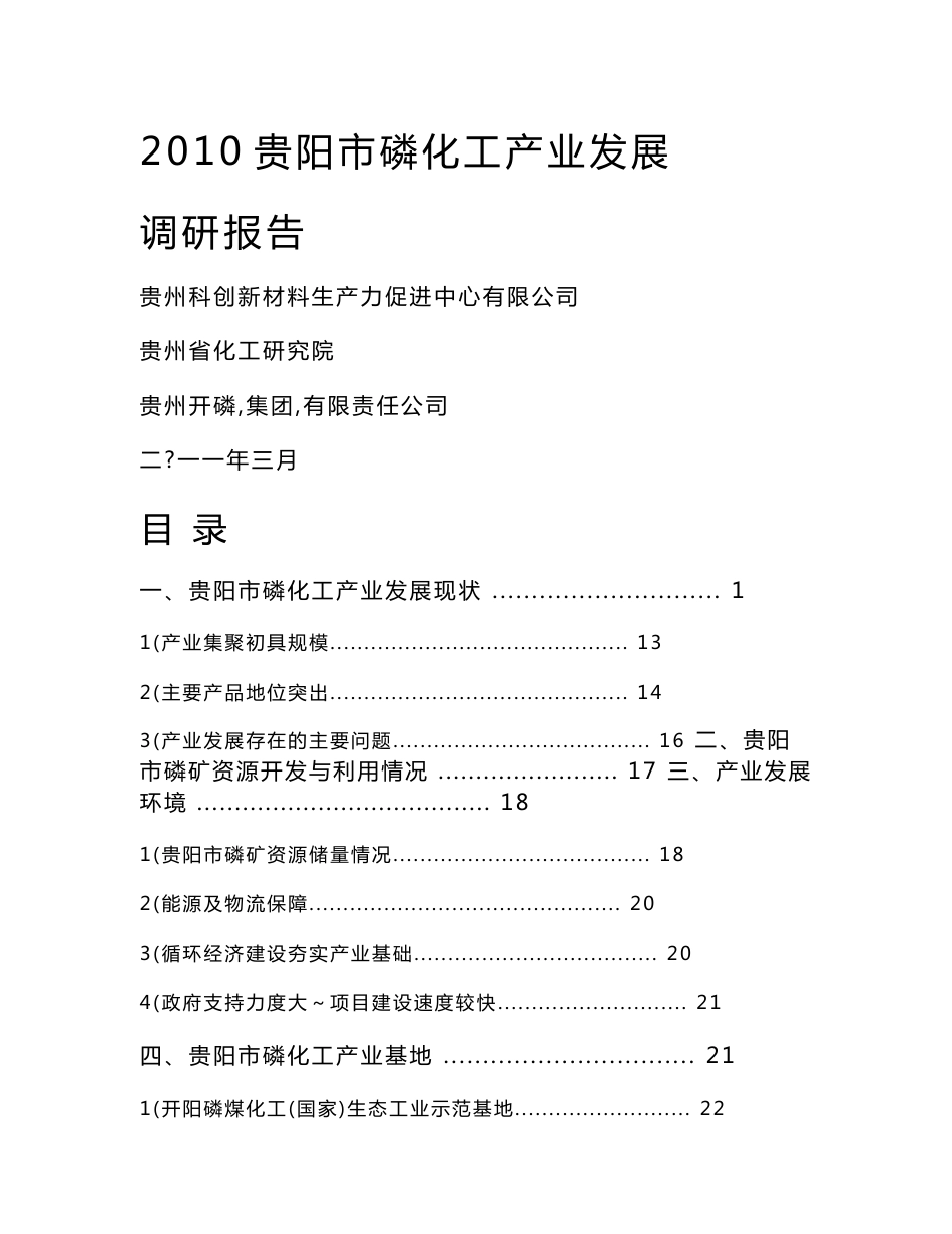 贵阳市磷化工产业调研专题报告_第1页